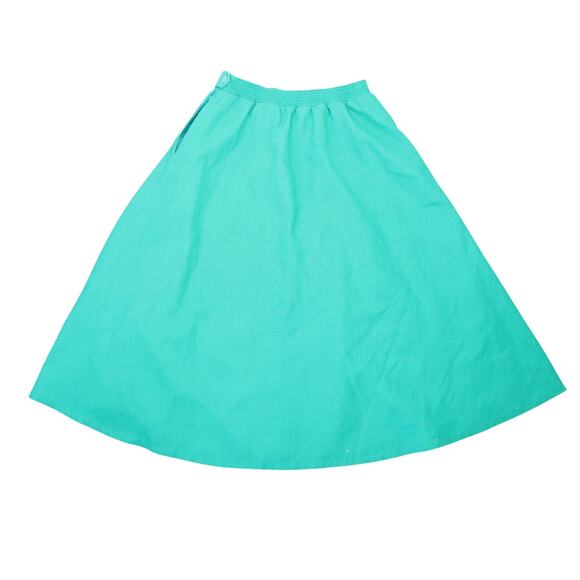 Vintage 80s Summit Sportswear Green Wool High Rise A-Line Midi Skirt M - Picture 3 of 4